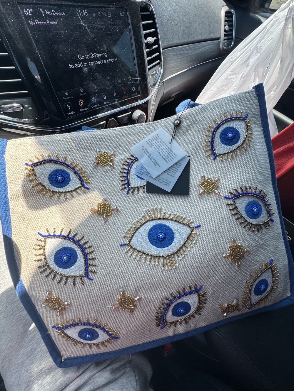 Viral beaded bag tote evil eye America and Beyond
